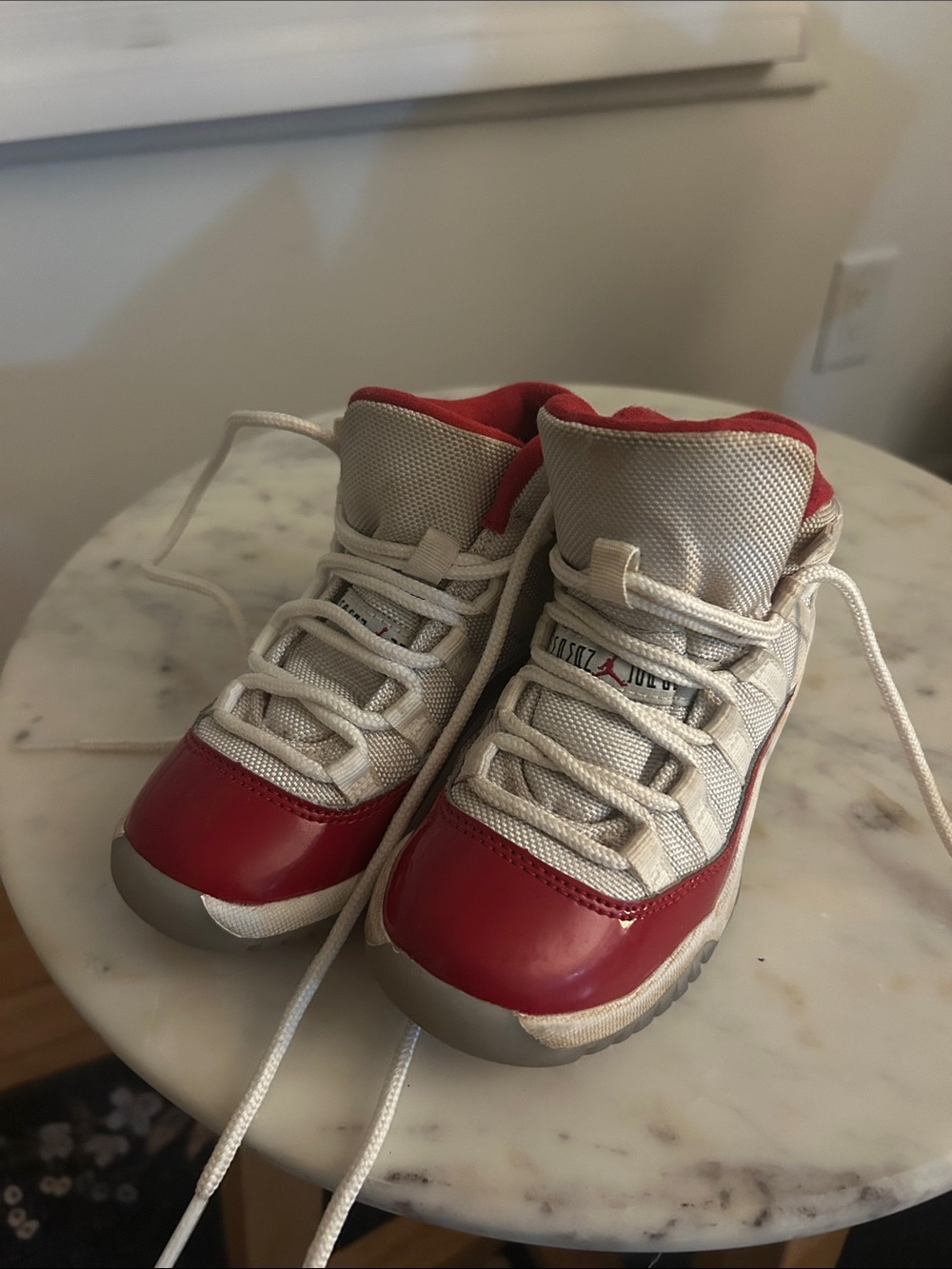 Kids Red and White Jordans